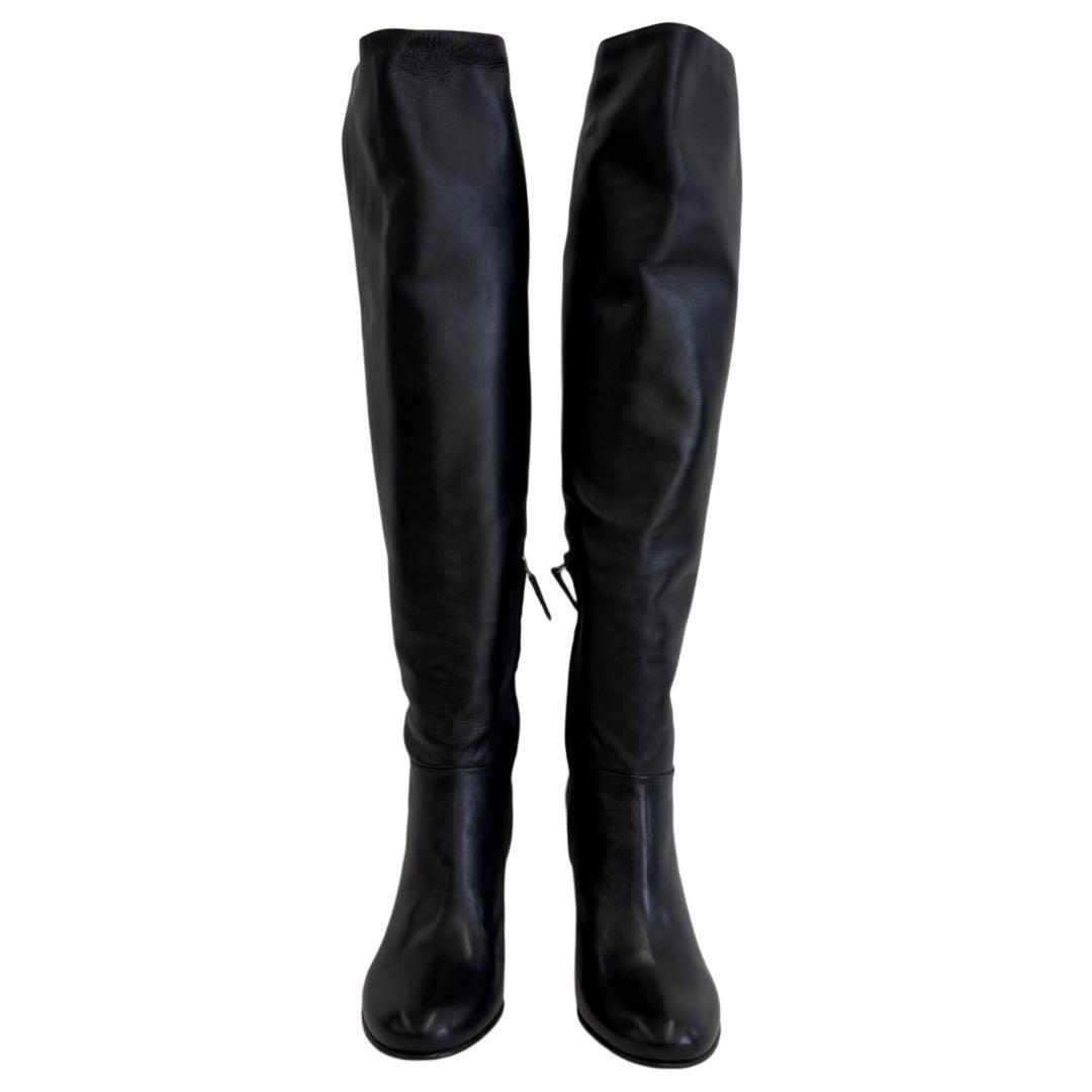 PRADA レザーロングブーツ ブラック 35 1/2 ブラック 箱付き 美品