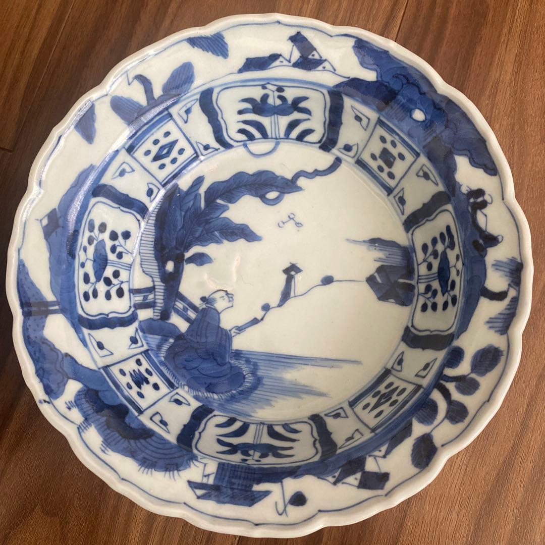 カノア様専用】江戸後期 幕末 古伊万里 染付 芙蓉手 なます皿 宣徳年製