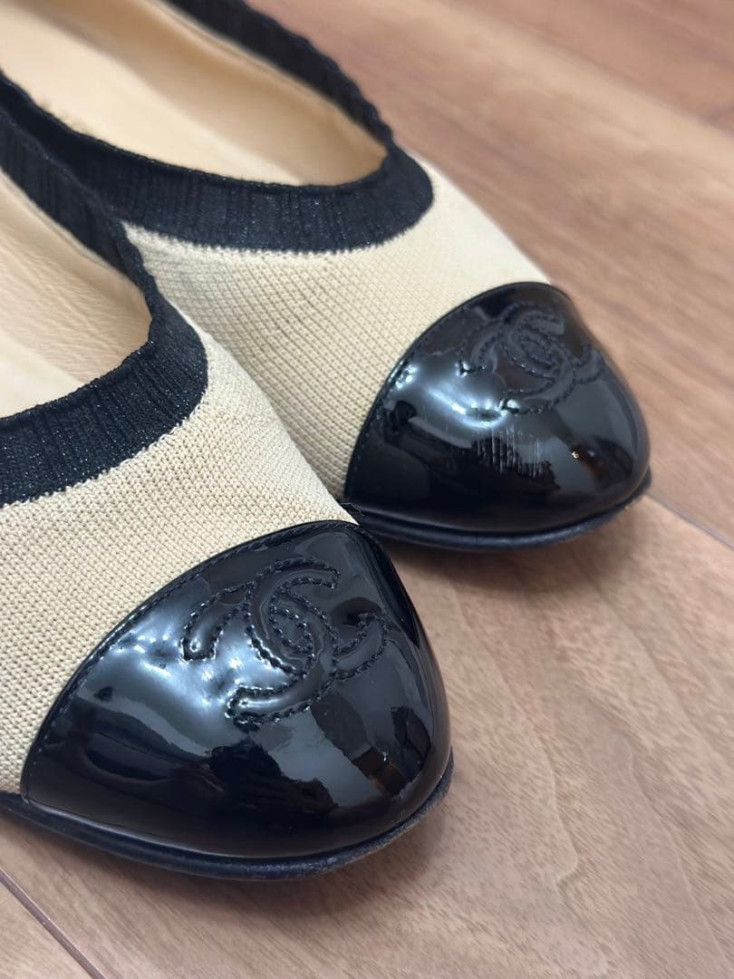 ☆ぶン様専用☆CHANEL バレーシューズ フラット ベージュ 黒 サイズ37