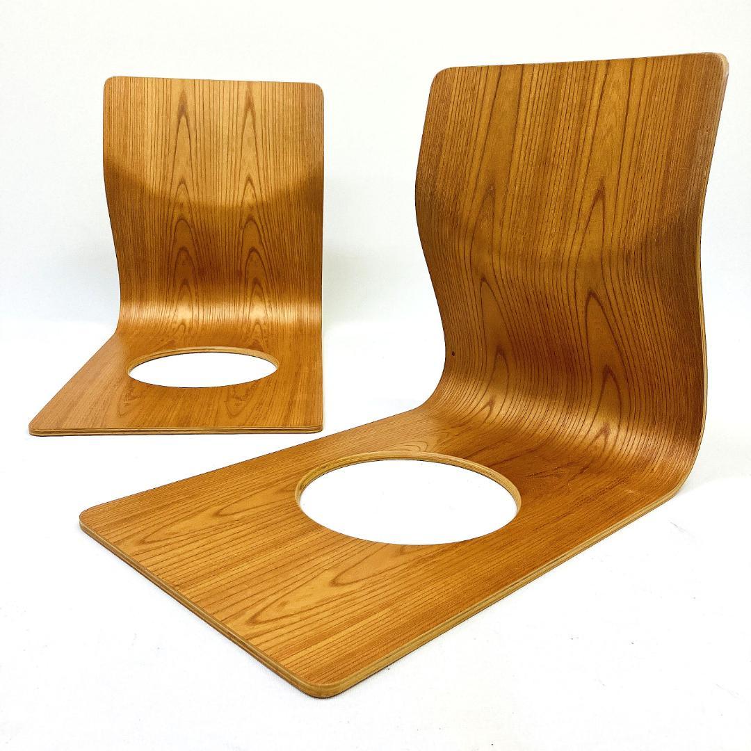 Tendo 天童木工 座椅子 2脚セット 藤森健次 曲げ木 ケヤキ板目