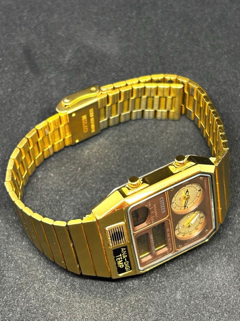 CITIZEN アナデジテンプ ゴールド 80s 稼動品 - メルカリ