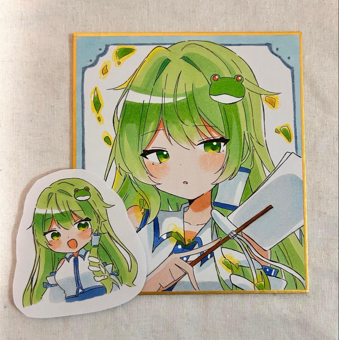 U*0様 東方Project 東風谷早苗 手書きイラスト コピック 色紙 ファン