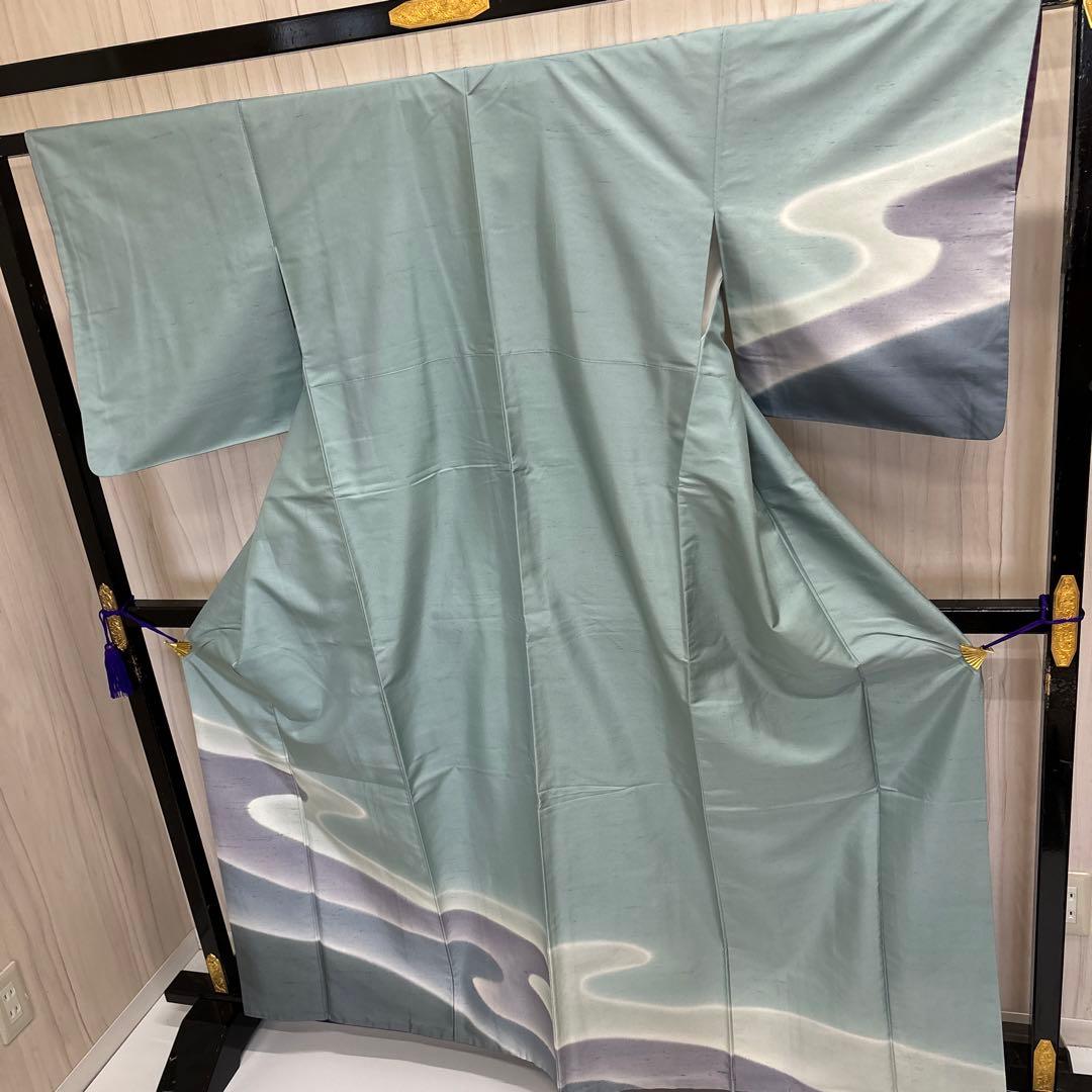 牛首紬 白山工房 付下げ 紋なし 正絹 広衿 袷 着物 AK-3544 - メルカリ