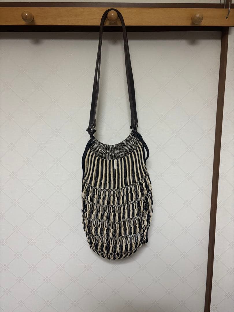 ショルダーバッグ LEMAIRE medium filt net shopping bag MEDIUM FILT NET SHOPPING BAG - Chevron Light Beige / Bla - Nylon