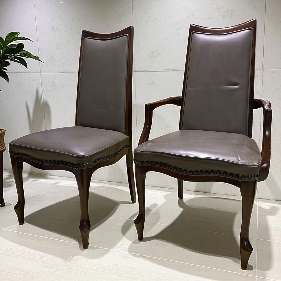 マルニ ベルサイユ ダイニングチェア 2脚 鋲打ち 猫脚 肘置きあり なし