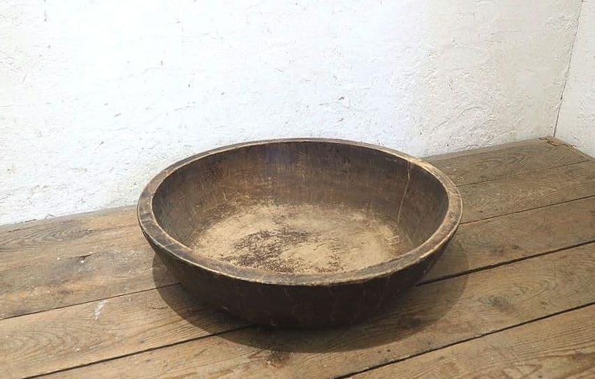 1349 W62cm レトロなこね鉢 捏ね鉢 蕎麦打ち うどん 古道具 木皿