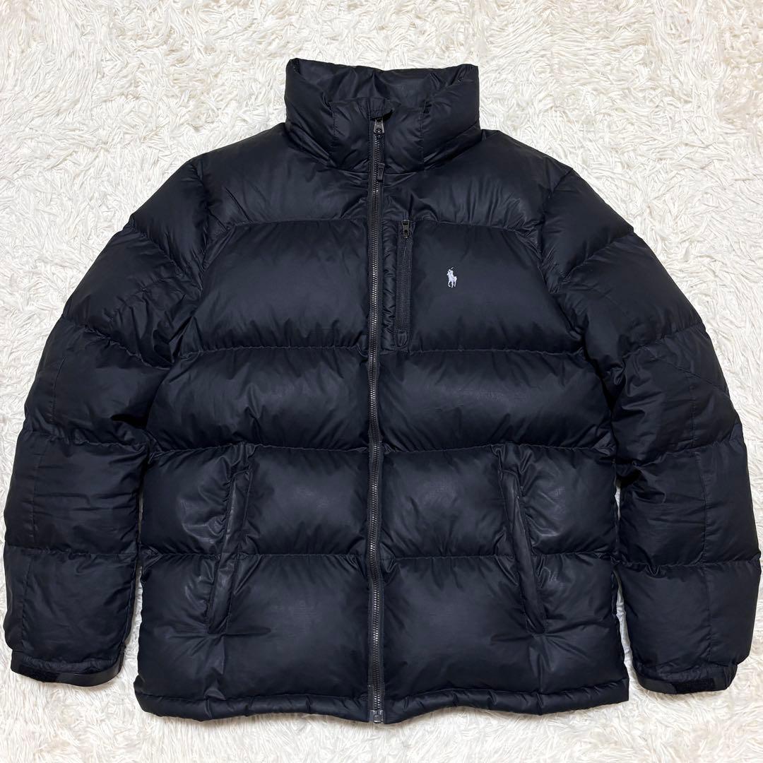 ポロラルフローレン ダウンジャケット M相当 ロゴ ブラック 肉厚 近年