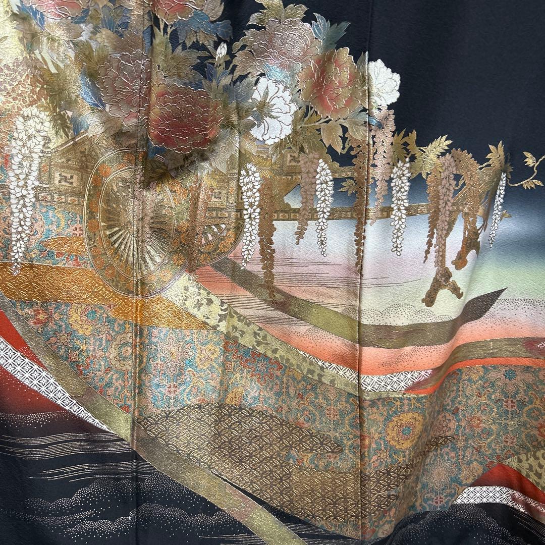 う*こ様 未使用近い 美品 袷 正絹 作家 金箔 黒留袖 フルセット 西陣