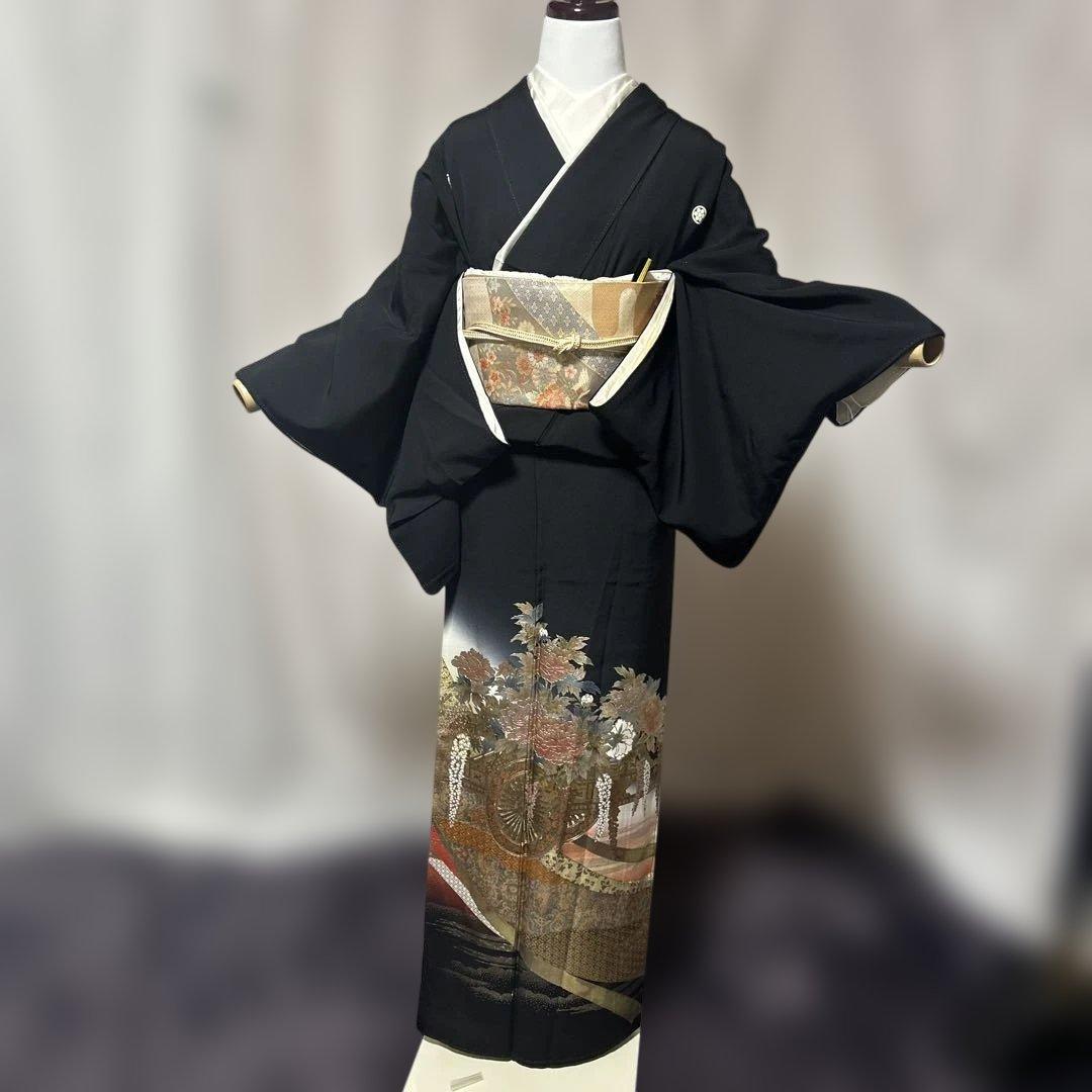 う*こ様 未使用近い 美品 袷 正絹 作家 金箔 黒留袖 フルセット 西陣