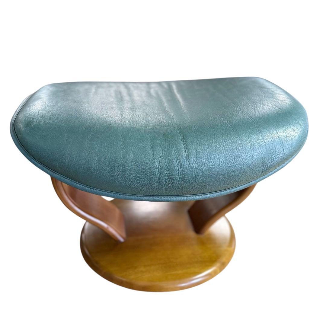 HR667 【総革】カリモクkarimoku 緑グリーン レザー木製