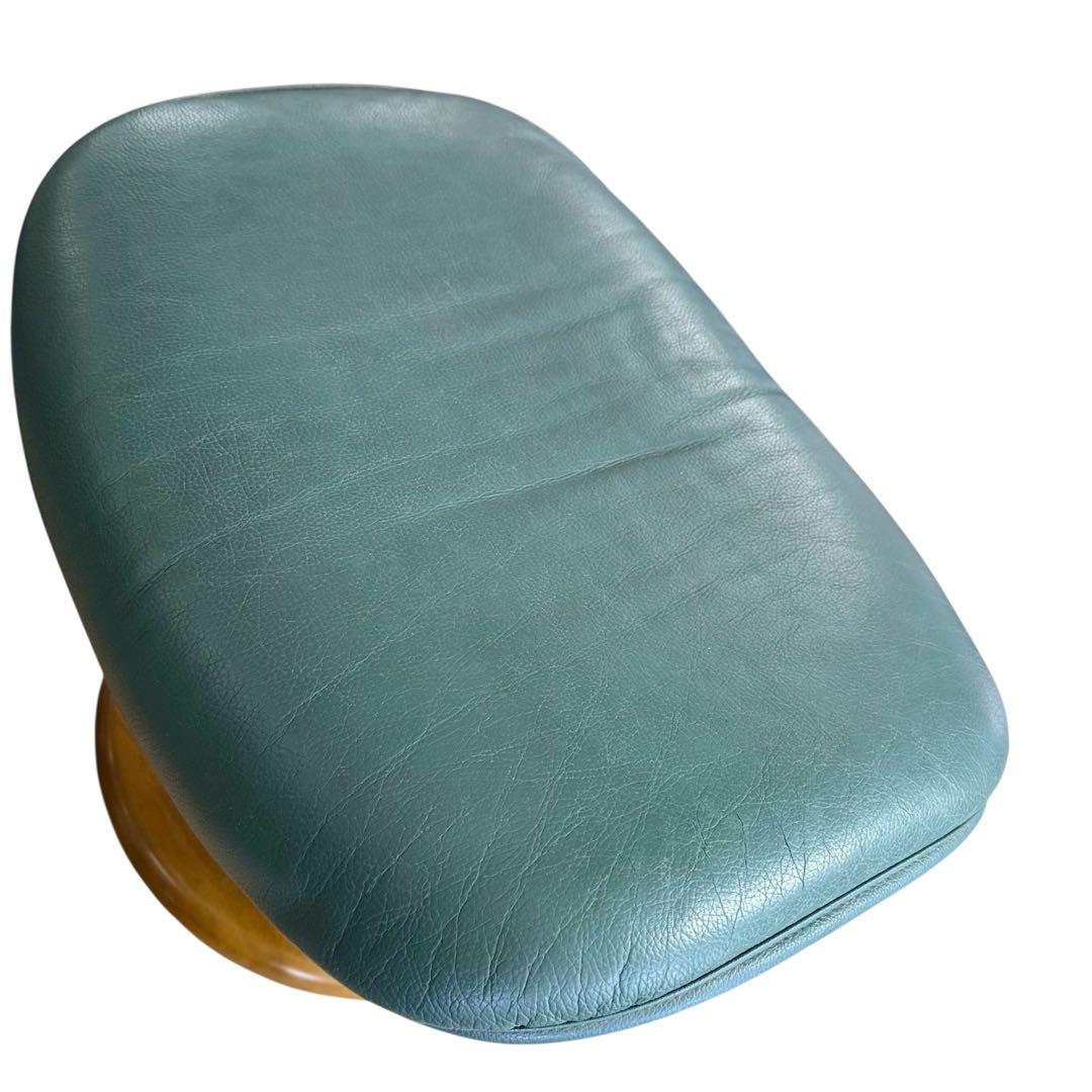 HR667 【総革】カリモクkarimoku 緑グリーン レザー木製