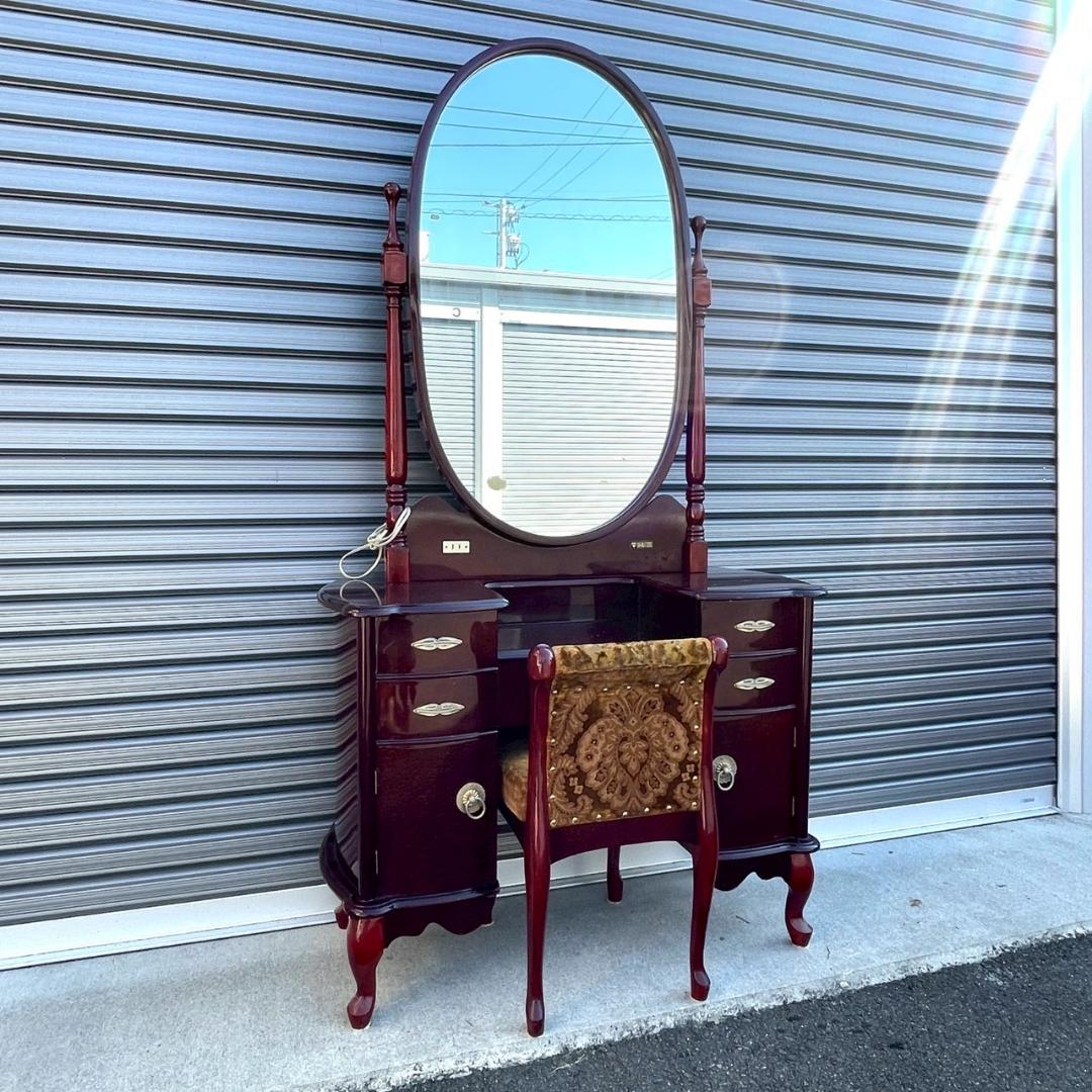 【ヴィクトリア調】アンティークミラー 猫足ドレッサー 鏡台 レトロ家具 楽天市場】ドレッサー 猫足 幅95cm 丸 アンティーク調 マホガニー 輸入