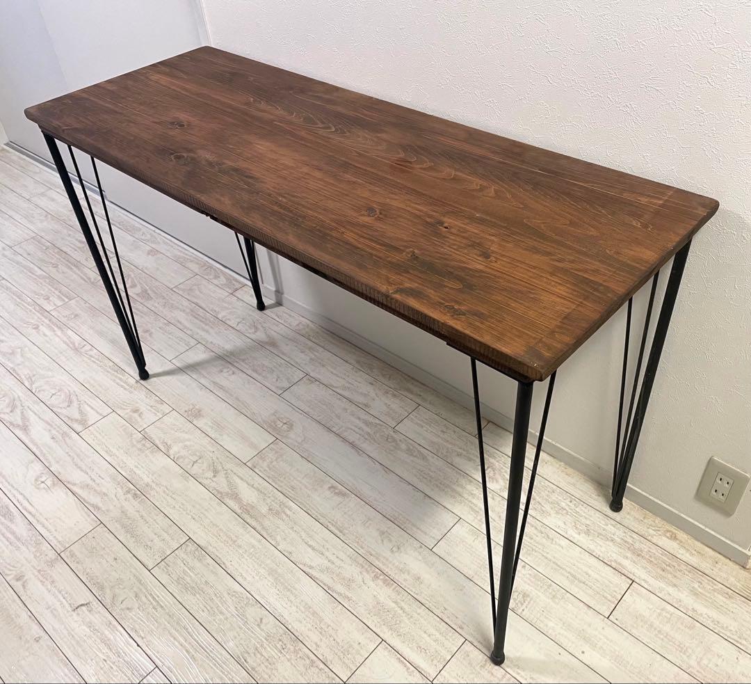 ヴィンテージ風 天然木 テーブル デスク 120×45 アンティーク アイアン脚 楽天市場】【レビュー特典付き】机 デスク アンティーク アイアン