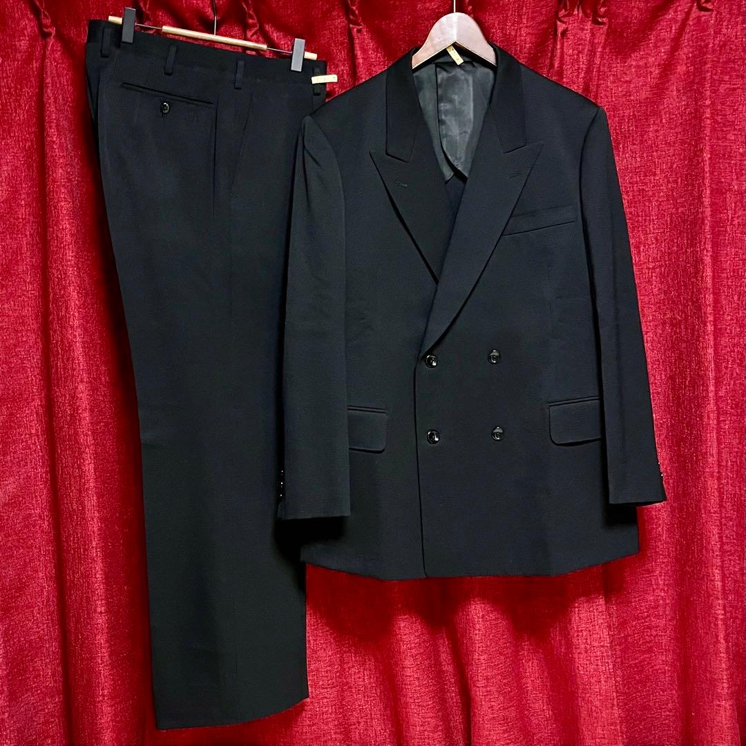 美品 80S ヴィンテージ セットアップ ダブル スーツ 黒 成人式 菅田将
