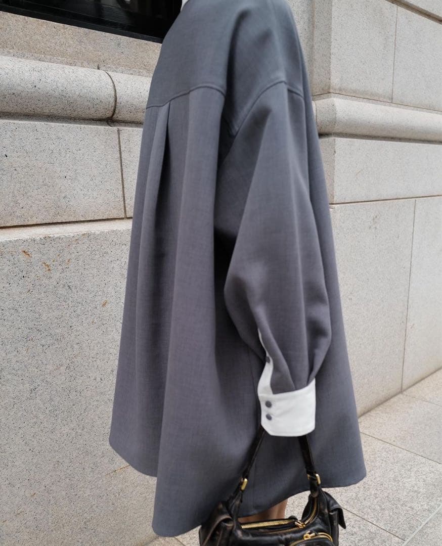 今期新作 machatt ダブルクロスバイカラードレス ブラック グレー