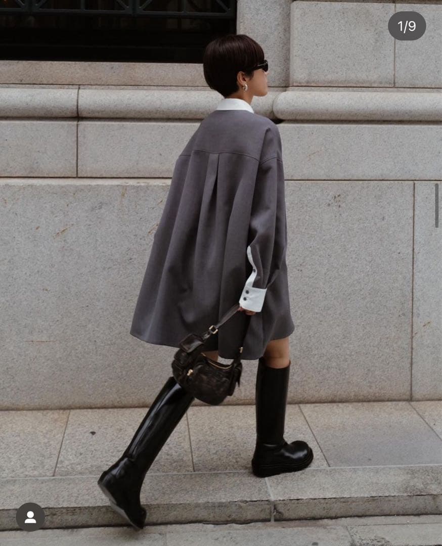 今期新作 machatt ダブルクロスバイカラードレス ブラック グレー