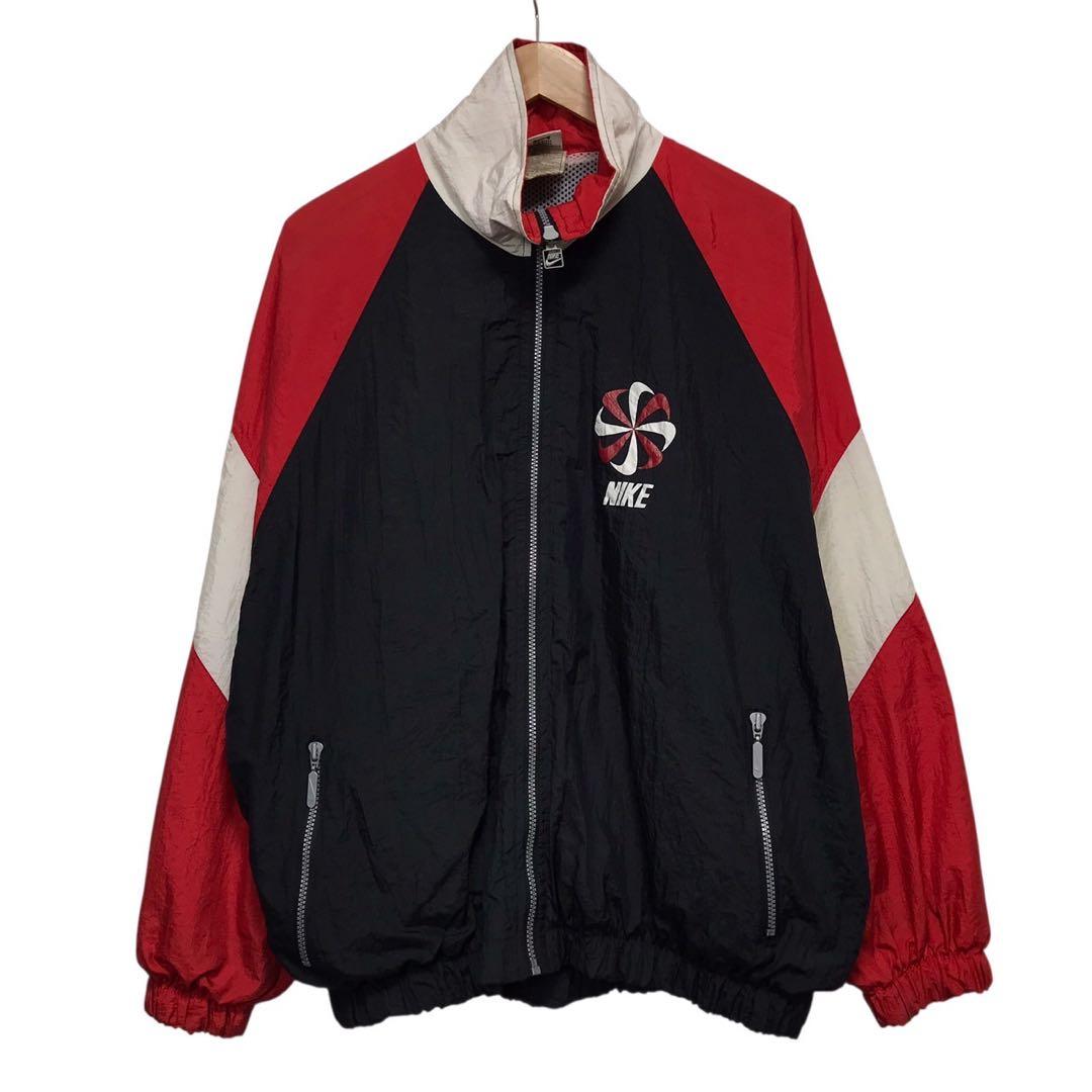 90s NIKE ナイキ ビンテージナイロンジャケット 風車ロゴ マルチカラー
