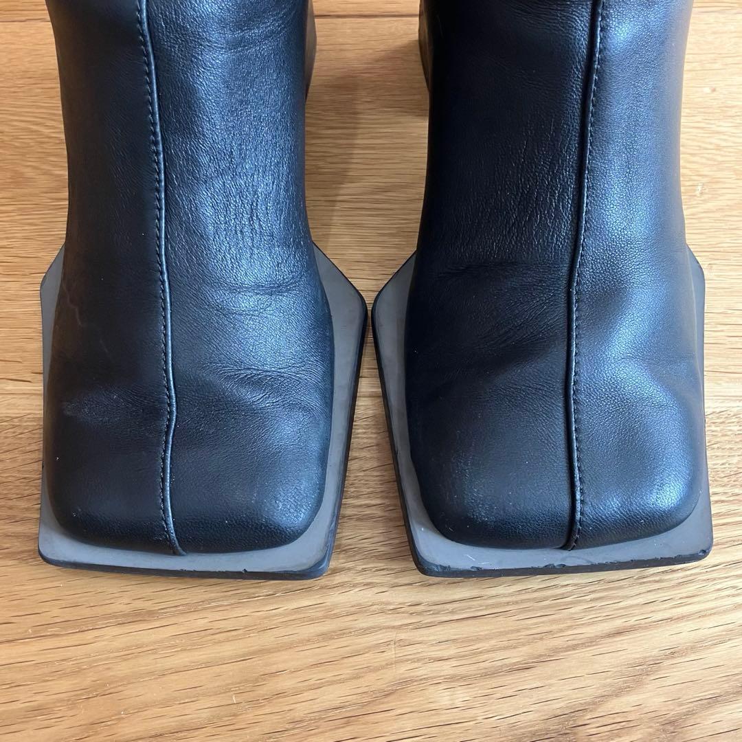 UN3Dアンスリード ワイドスクエアショートブーツ 22.5~23.5 ブラック