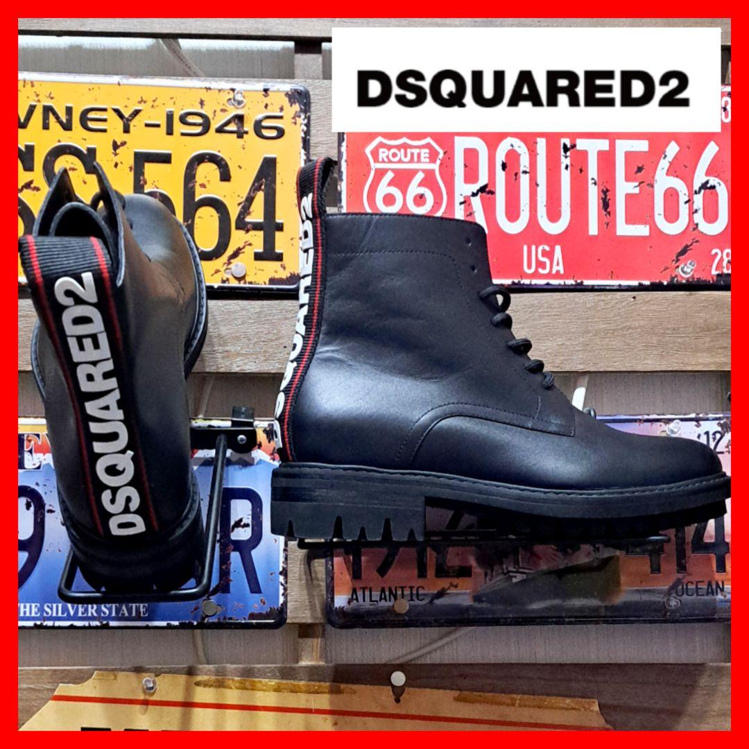 定価17.8万 Dsquared2 バックロゴテープ レースアップ レザーブーツ