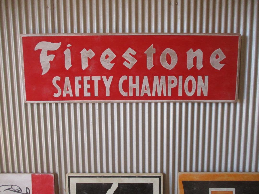 インテリア木製看板FIRESTONE検)アドバタイジングガレージカスタムUSA