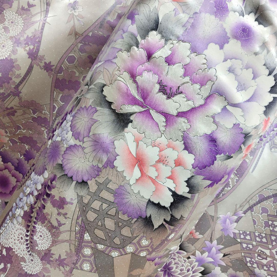 振袖フルセット(12点)・成人式・くすみ・豪華刺繍・銀彩加工・大輪牡丹
