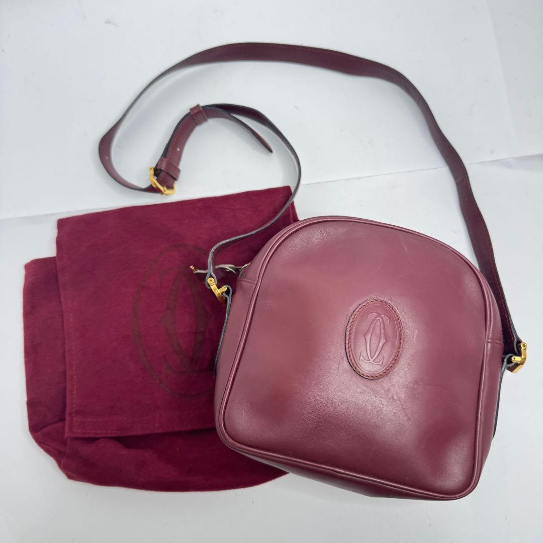 【美品✨️】カルティエ ショルダーバッグ マストライン C金具 Cartier カルティエ マストライン ショルダーバッグ C金具 ボルドー