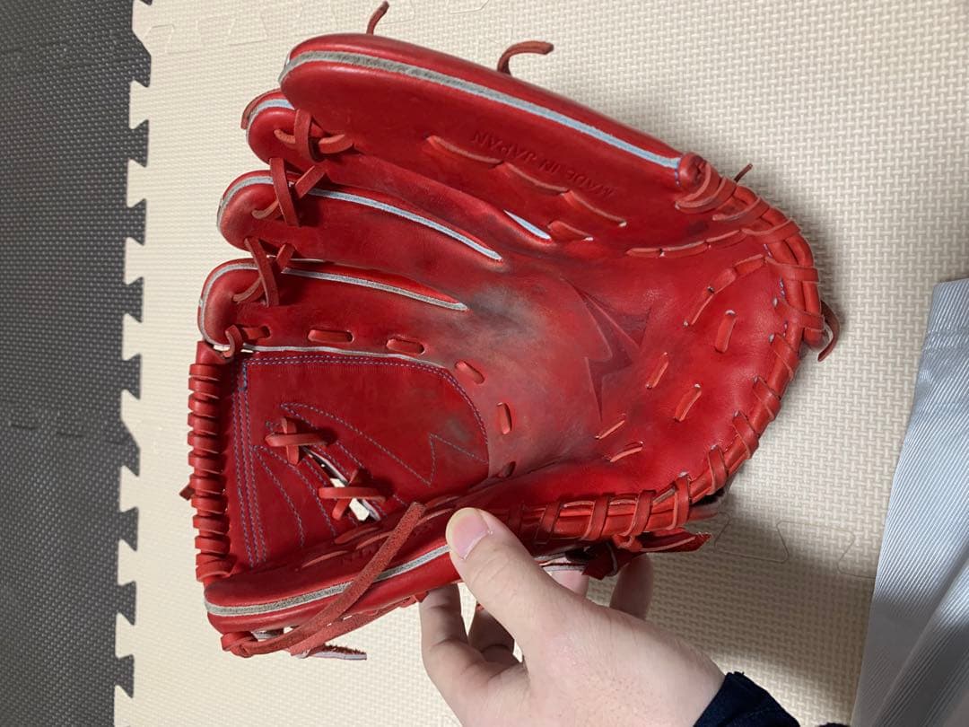 レッド レザー 硬式グローブ オープンポケット