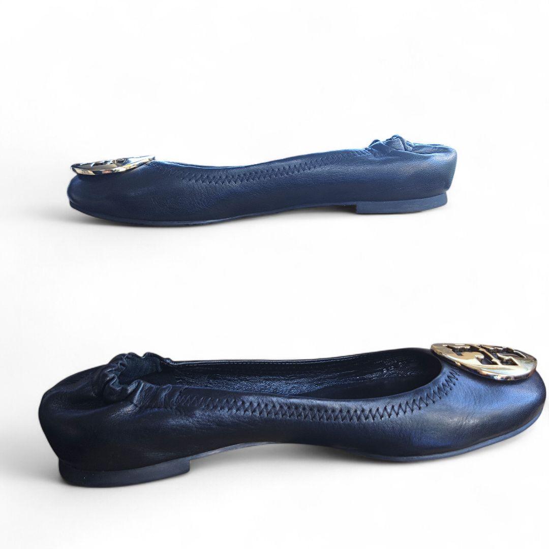 極美品】トリーバーチ フラットシューズ サイズ6 M ブラック 金ロゴ