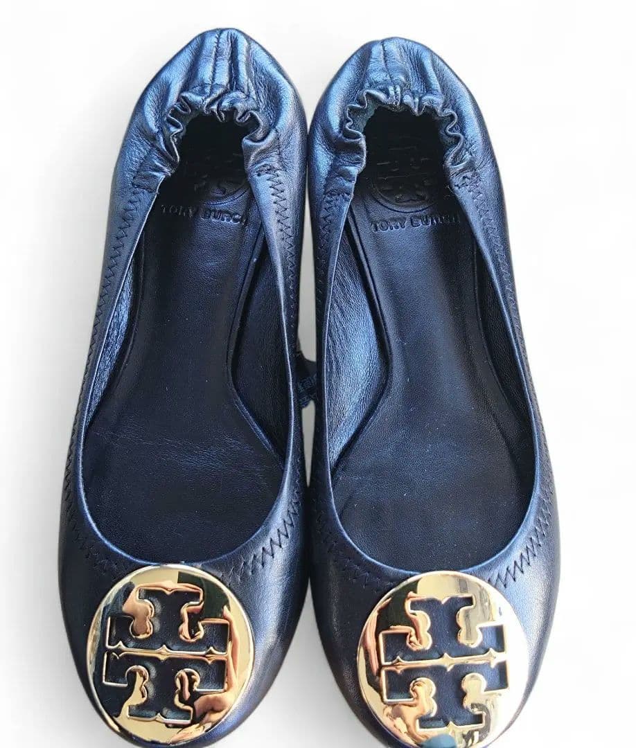 極美品】トリーバーチ フラットシューズ サイズ6 M ブラック 金ロゴ