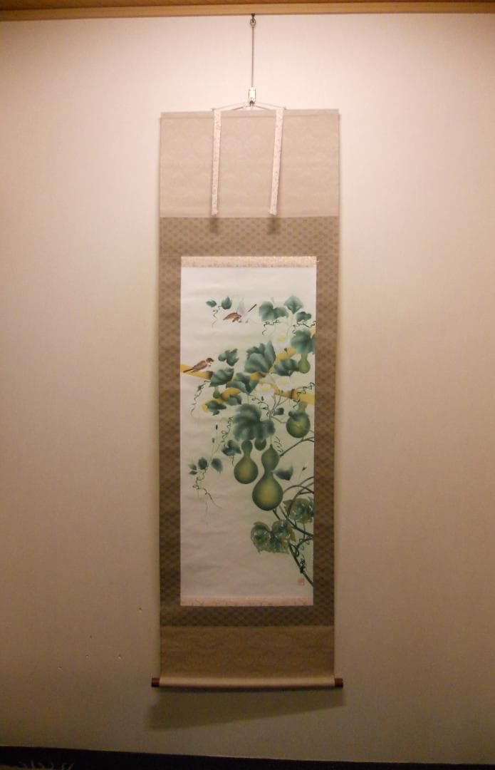 掛け軸 竹堂 作 開運『 六瓢 』 絹本 希少 軸装 茶道具 掛軸 新品 未