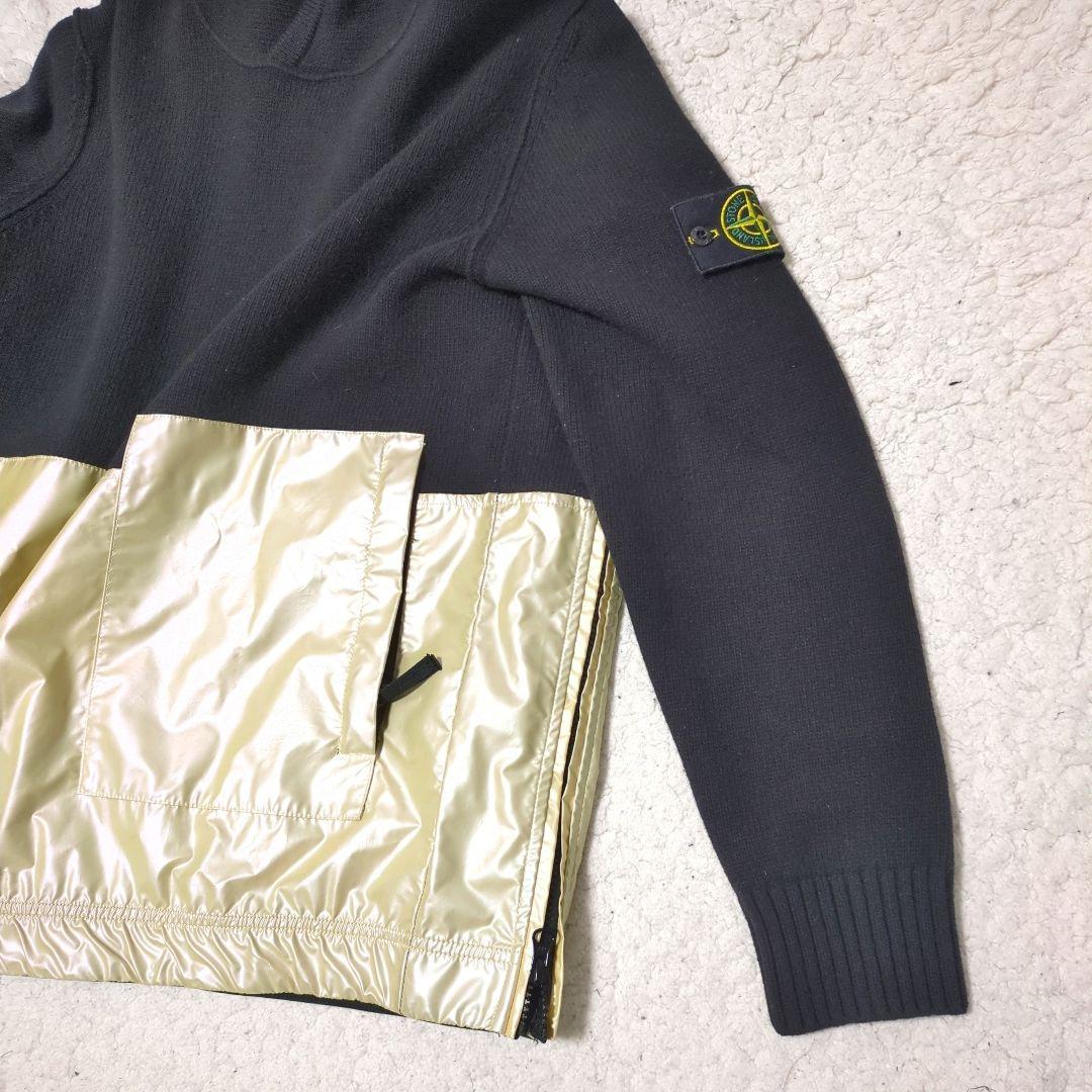 STONE ISLAND ラムウール コーティング ニットパーカー ゴールド M