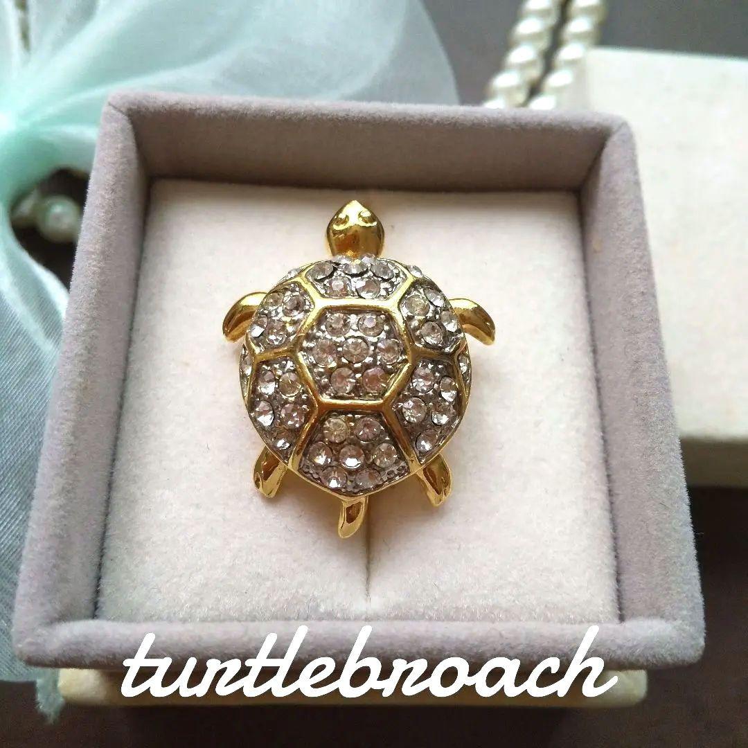六角形 キラキラ 亀 タートルブローチ 爬虫類 海亀 動物 入学式 卒業式