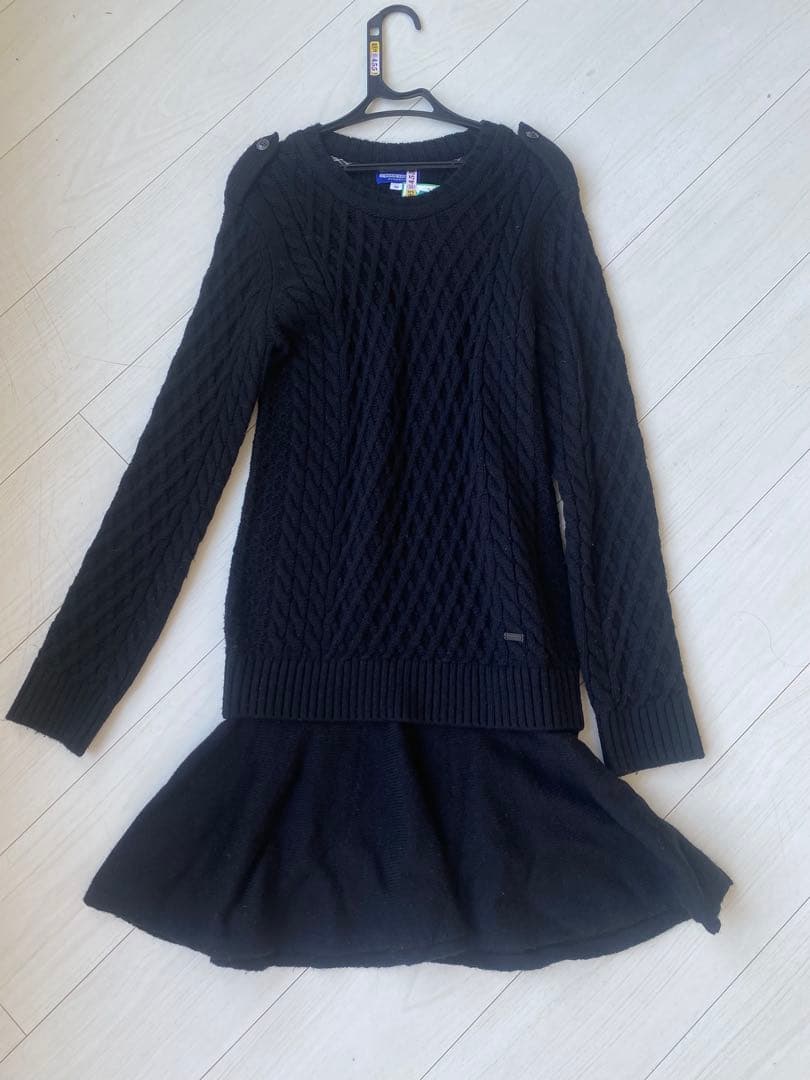 美品38】BURBERRY BLUE LABEL ケーブルニットワンピース - メルカリ