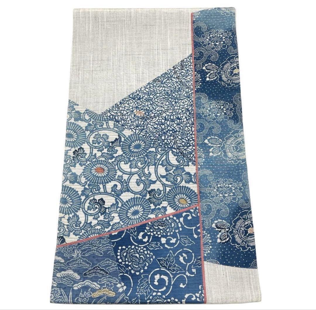 帯6581 ○高級 正絹 紅型 両面全通 リバーシブル 袋帯 - メルカリ