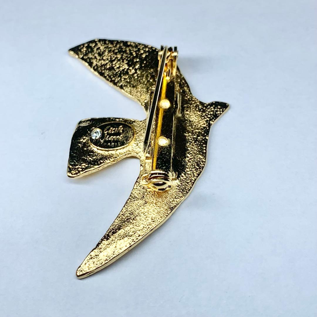 未使用級 セシルエジャンヌ ラ・コロンブ ブローチ 鳩 ハト 24金