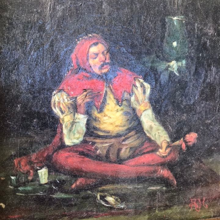 Very Old 19世紀 アンティーク 絵画油彩 道化師 /ヨーロッパ欧州