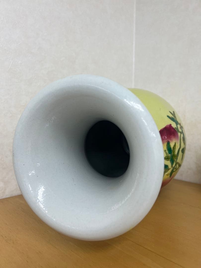 中国清康熙年製銘寿桃紋瓶 官窯骨董唐物古美術アンティーク 青磁 江戸