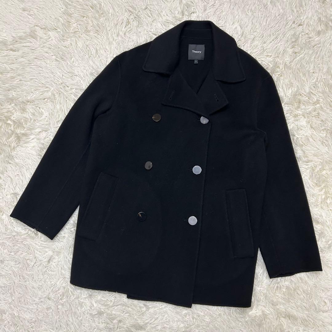 美品✨セオリー カシミヤ ダブルフェイス 木製ボタン ピーコート P