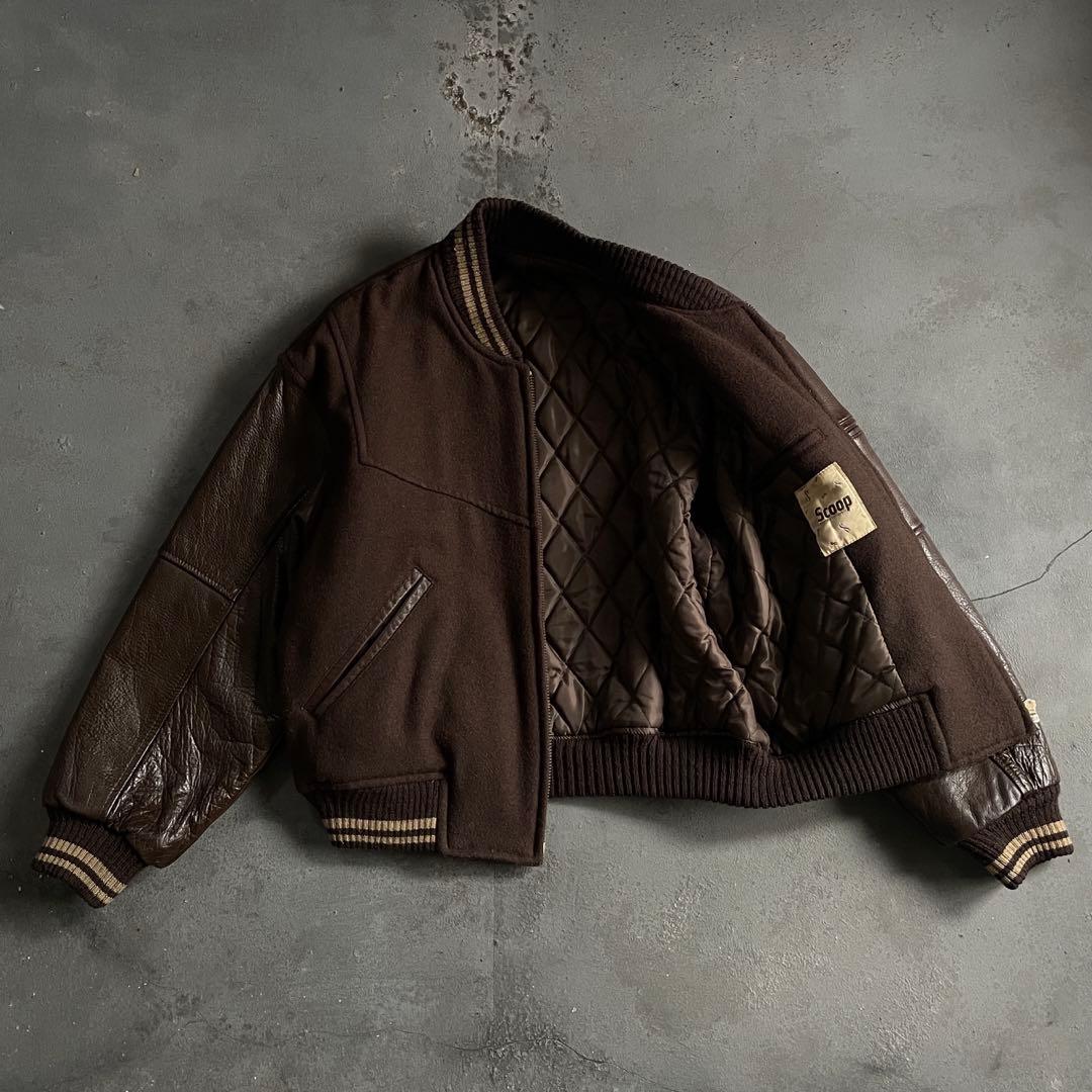 90's Scoop Brown“牛革“stadium jacket