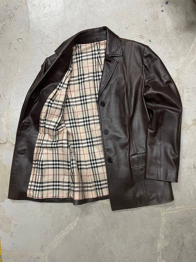BURBERRY レザージャケット ノバチェック 本革 シープスキン