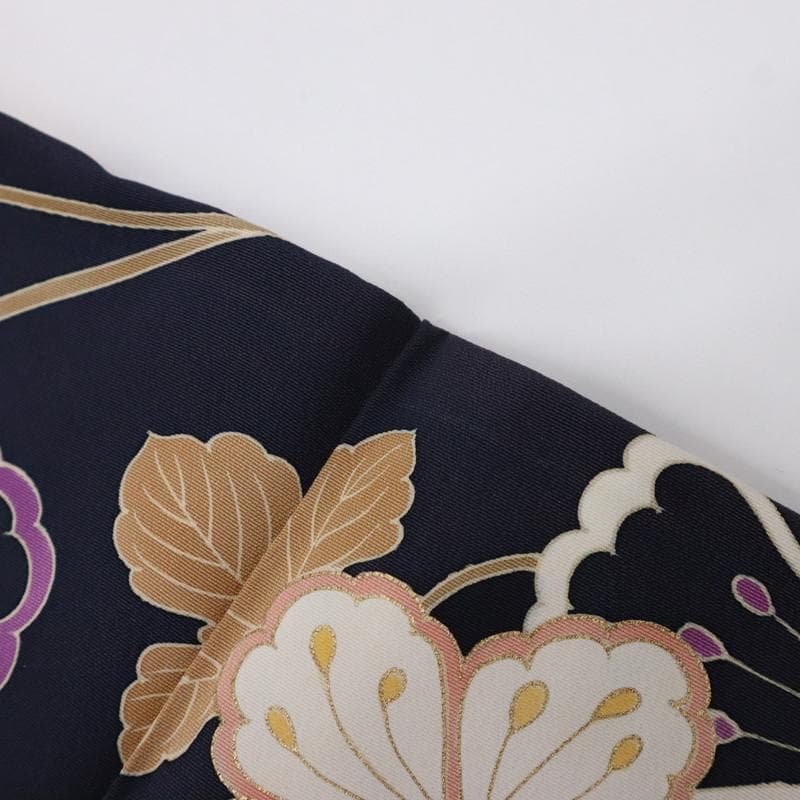 《st★長尺■訪問着■彩り花枠に吉祥文の花々植物■濃紺◆HA3-23》