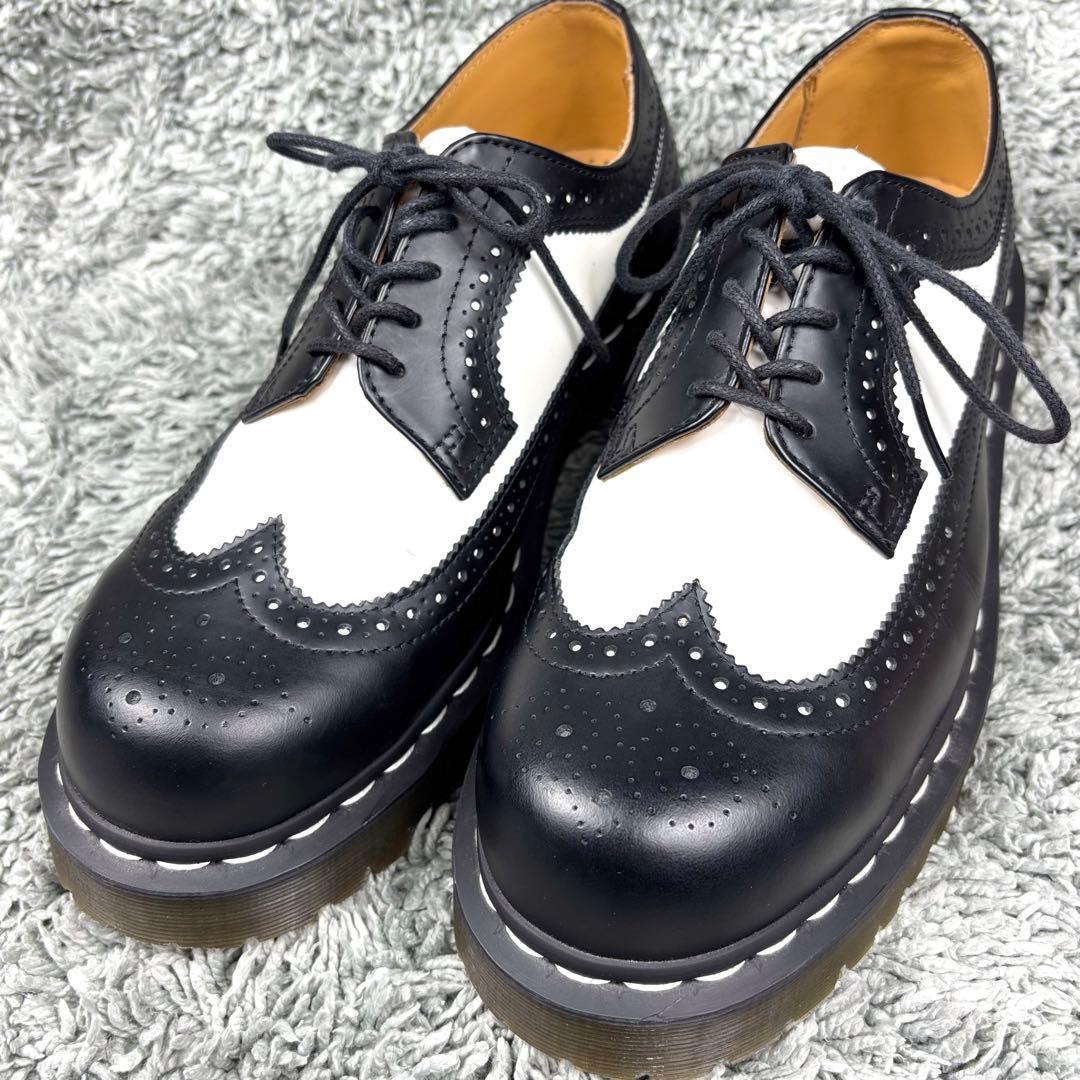 極美品❣️ Dr.Martensドクターマーチン ウイングチップ バイカラー 黒白 Dr.Martens】 バイカラーウィングチップレザーブーツ | albino
