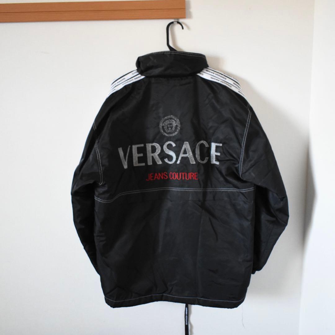 OLD VERSACE jeans 刺繍 ナイロンジャケット ブラック - メルカリ