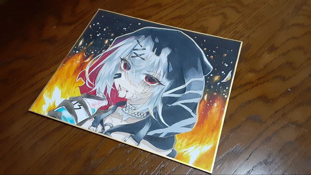 f*X様 魔法少女ノ魔女裁判 まのさば 紫藤アリサ 魔女化 手書きイラスト