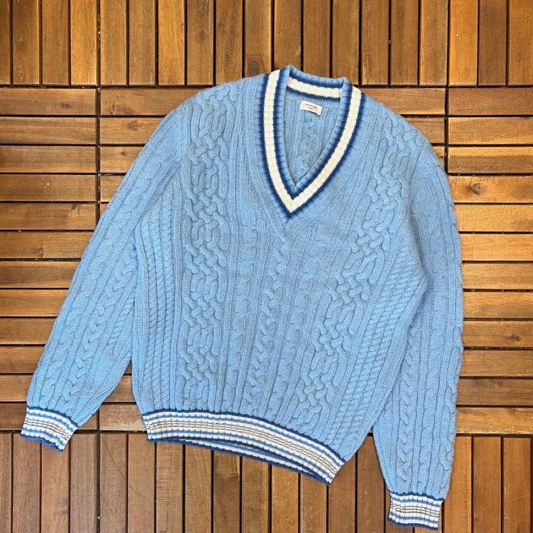 スコットランド製 Glenmac Vネック チルデンケーブルニット プルオーバー スコットランド製 Glenmac Vネック チルデンケーブルニット プル