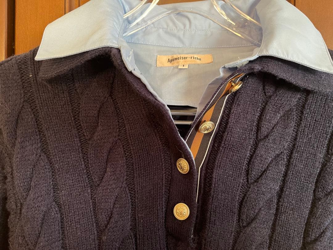 アプワイザーリッシェケーブルシャツレイヤードミニニットワンピース