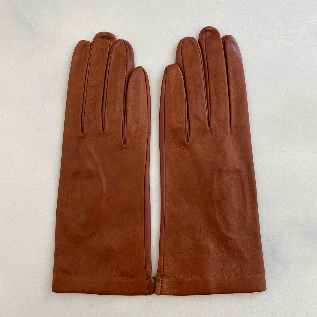 未使用 セルモネータ レザーグローブ ブラウン 革手袋 裏地無し サイズ