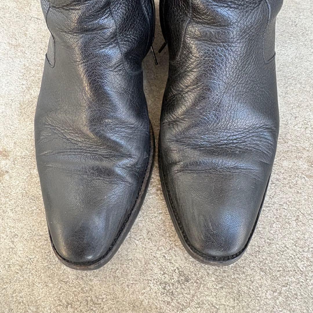 サンローラン 黒レザー ジッパーブーツ 低ヒール 39 - メルカリ