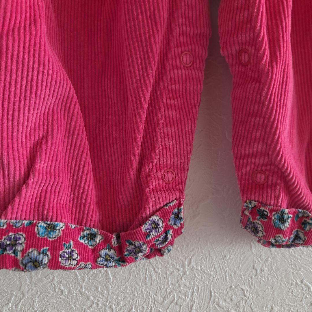 OshKosh☆ピンクロンパース コーデュロイ 花柄 80年代 USA製 24М