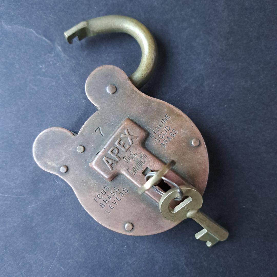 アンティーク パドロック 真鍮製 クマ型 南京錠 ヴィンテージ 錠前